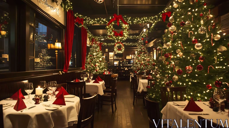 AI ART Holiday-Themed Restaurant Interiors | Christmas Dining