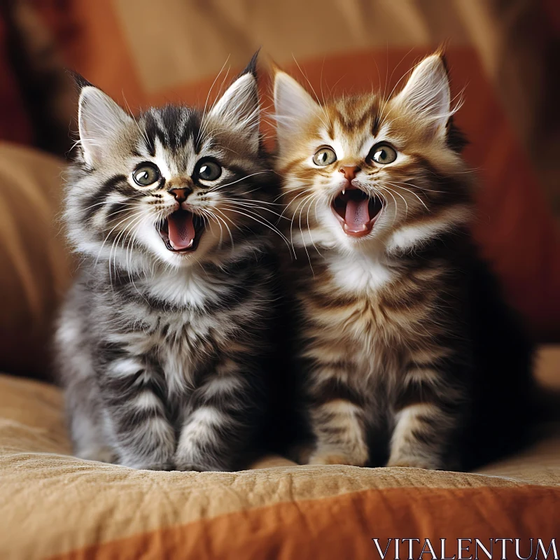 Cute Fluffy Kittens Expressing Playfulness AI Image