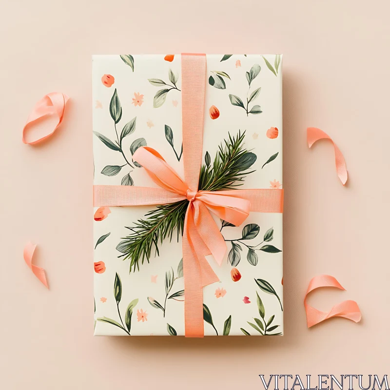 Artistic Gift Wrapping with Floral Motifs AI Image