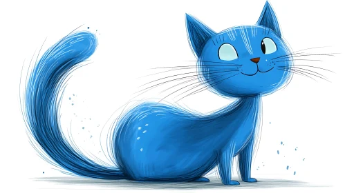 Playful Blue Cat Illustration