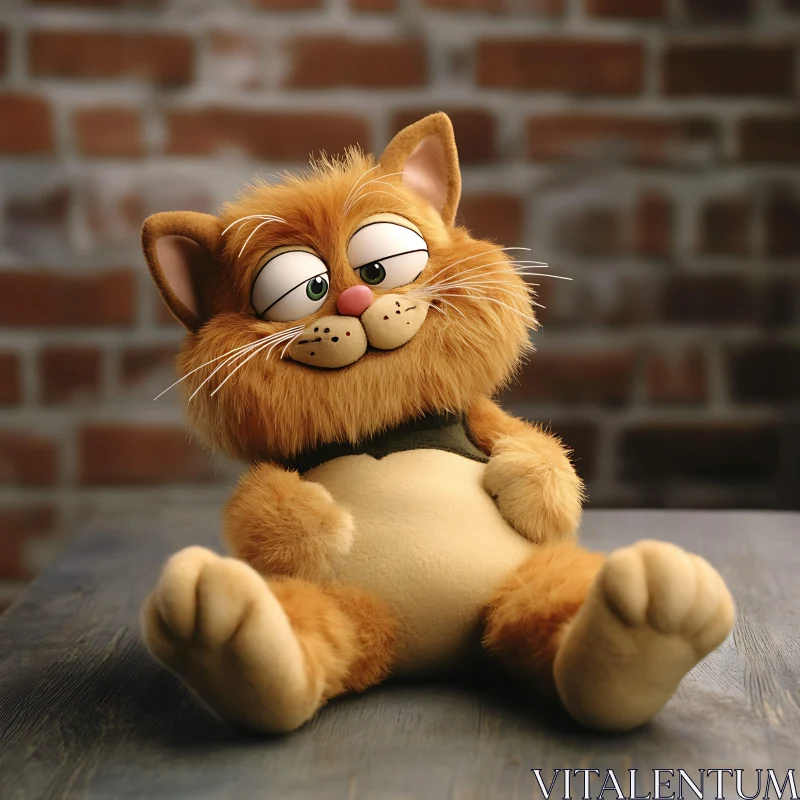 Cute Fluffy Cartoon Cat Plush Toy AI Image