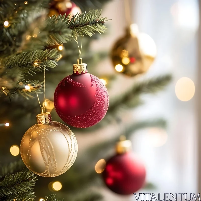 Festive Christmas Tree Decorations AI Image