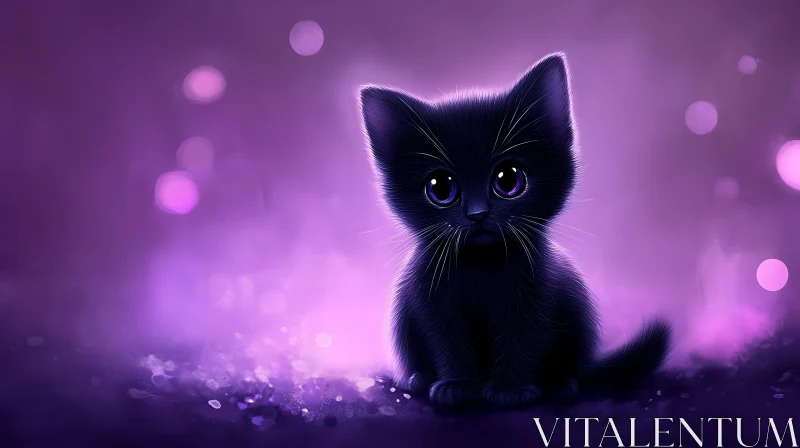 AI ART Enchanting Kitten with Purple Eyes