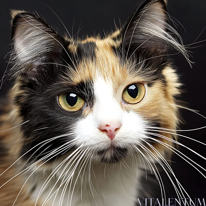 Curious Calico Cat Close-Up AI Image