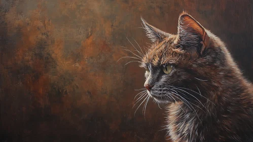 Detailed Feline Art in Earthy Tones