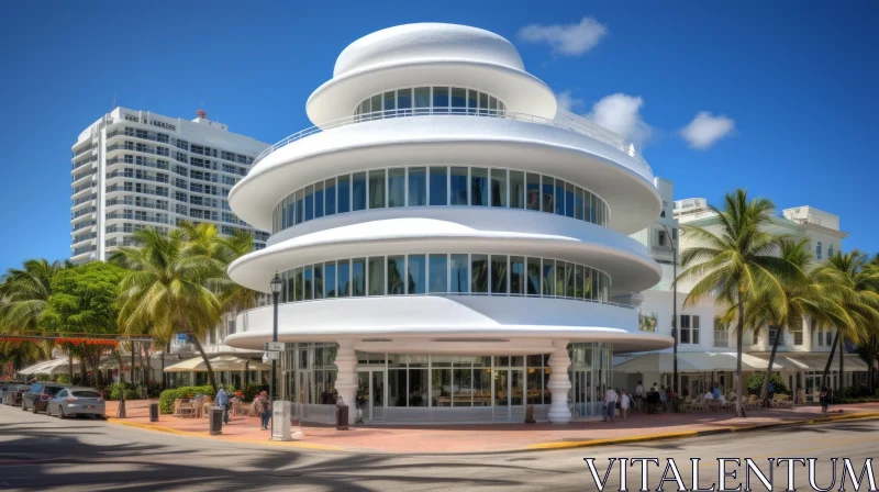 Art Deco Building in Miami: A Stunning Display of Circular Shapes and Rounded Forms AI Image