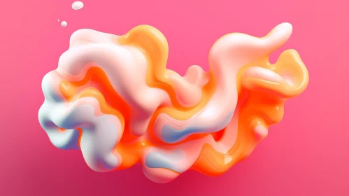Colorful Abstract 3D Shape on Pink Background
