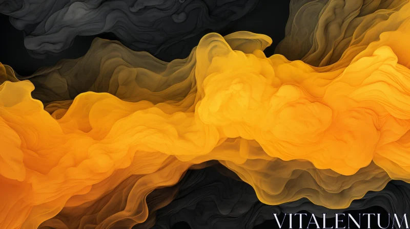 Dark Abstract Painting with Orange and Yellow Swirls AI Image