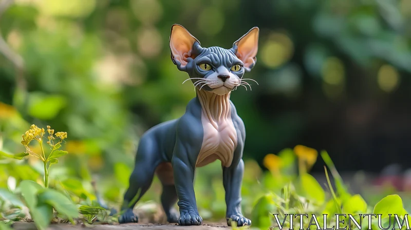 Hairless Cat in Nature AI Image