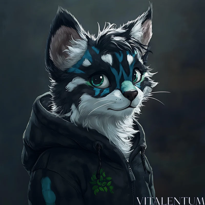 AI ART Detailed Anthropomorphic Cat Portrait in Hoodie