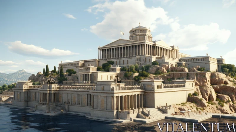 Magnificent Greek Temple on Water | Unreal Engine 5 | Classicist Portraiture AI Image