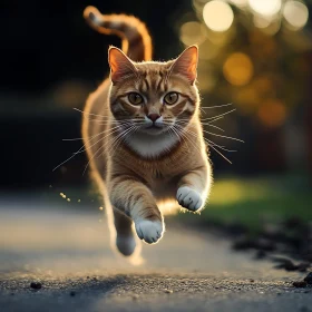 Running Cat at Sunset