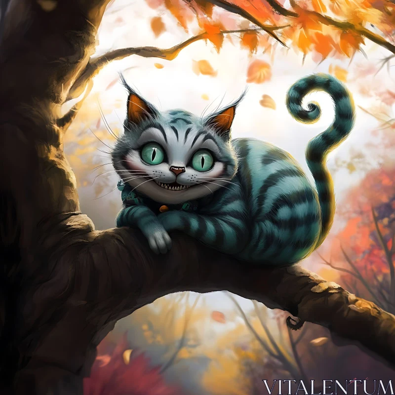 AI ART Fantasy Cat in Colorful Forest