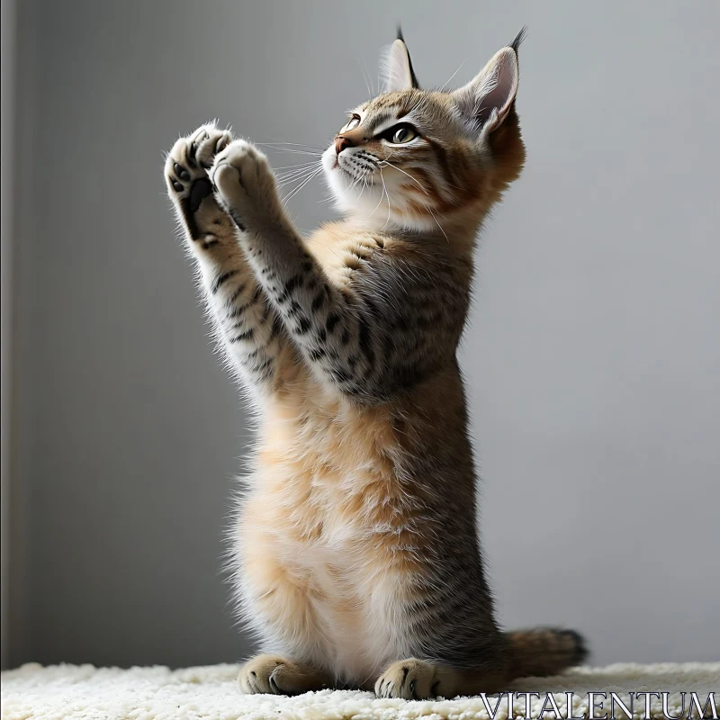 Charming Kitten in a Playful Pose AI Image