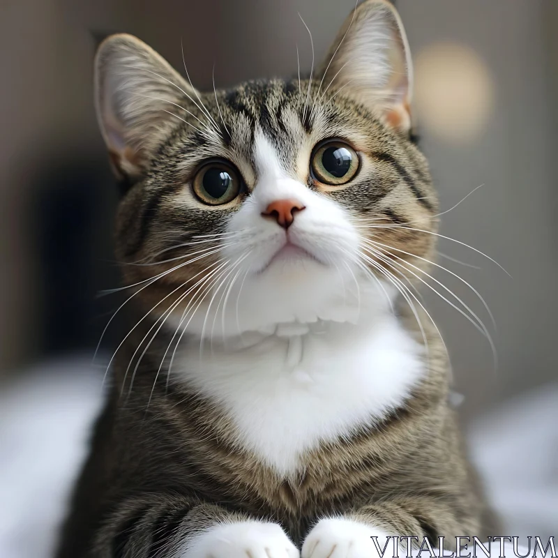 Expressive Tabby Cat with Large Eyes AI Image