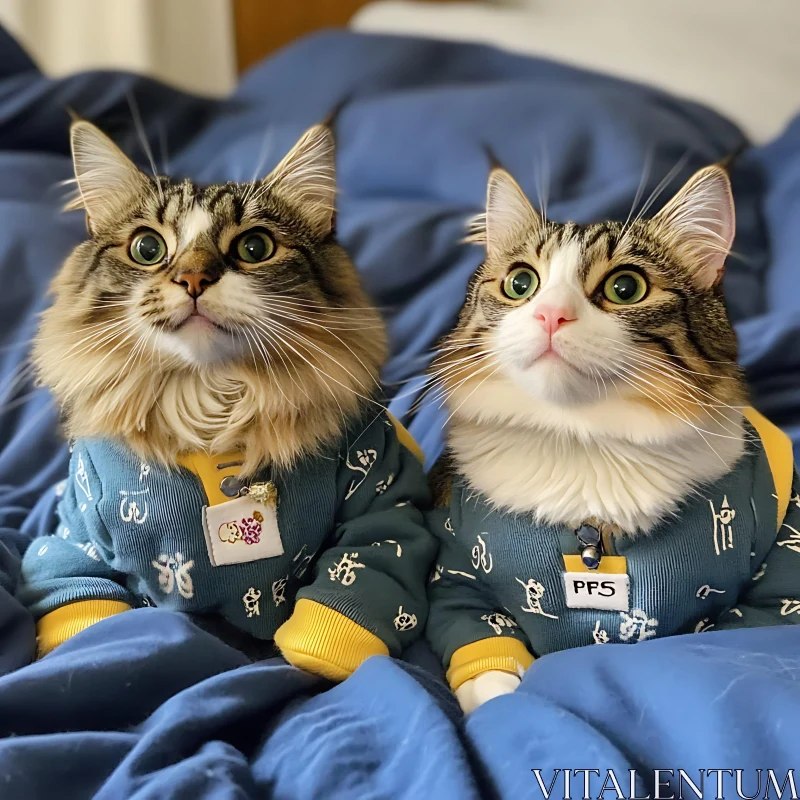 Cute Cats in Cozy Attire AI Image