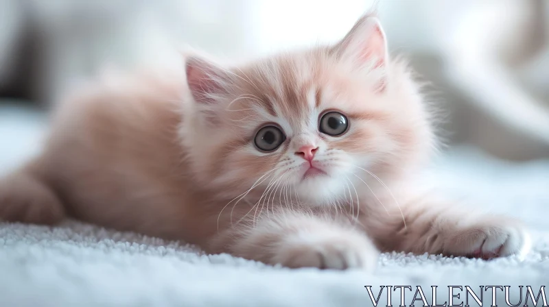 Innocent Ginger Kitten on White Background AI Image