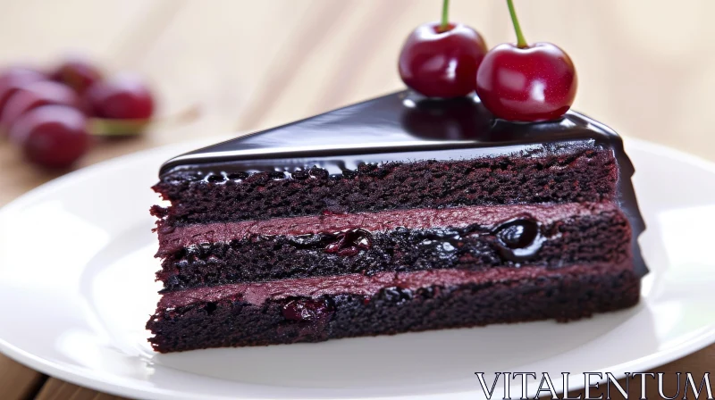 Decadent Chocolate Cake with Cherries | Delicious Dessert AI Image