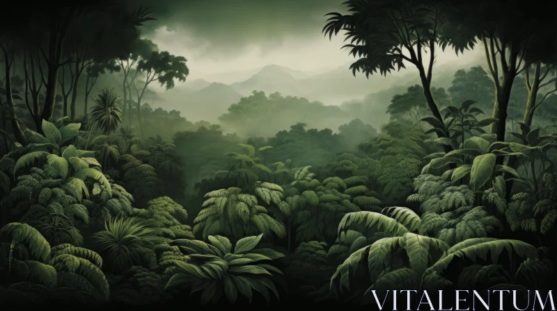 Mysterious Rainforest: Digital Artistry in Nature's Lap AI Image