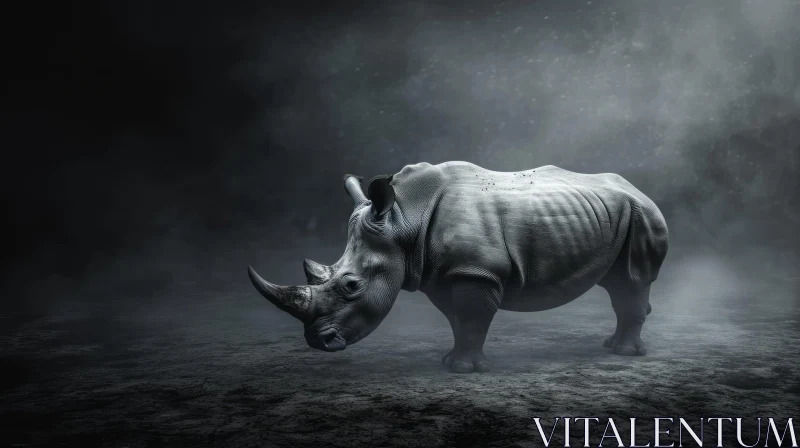 Powerful Rhinoceros in a Dramatic Arena AI Image