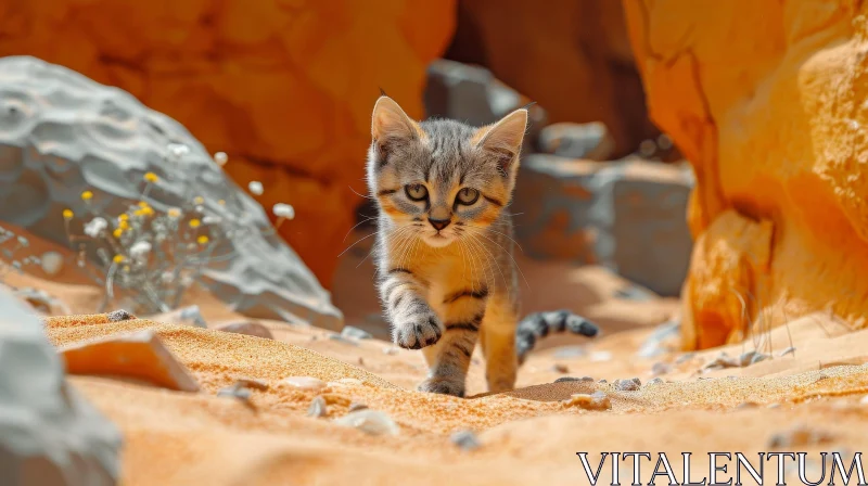 Sand Cat in Desert: Elusive Wild Feline of North Africa AI Image