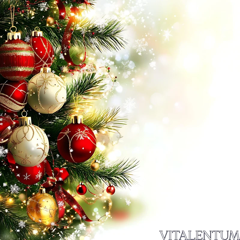 Holiday Decor on Christmas Tree AI Image