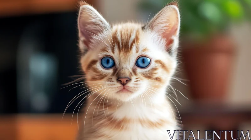 Cute Kitten with Blue Eyes Close-Up AI Image