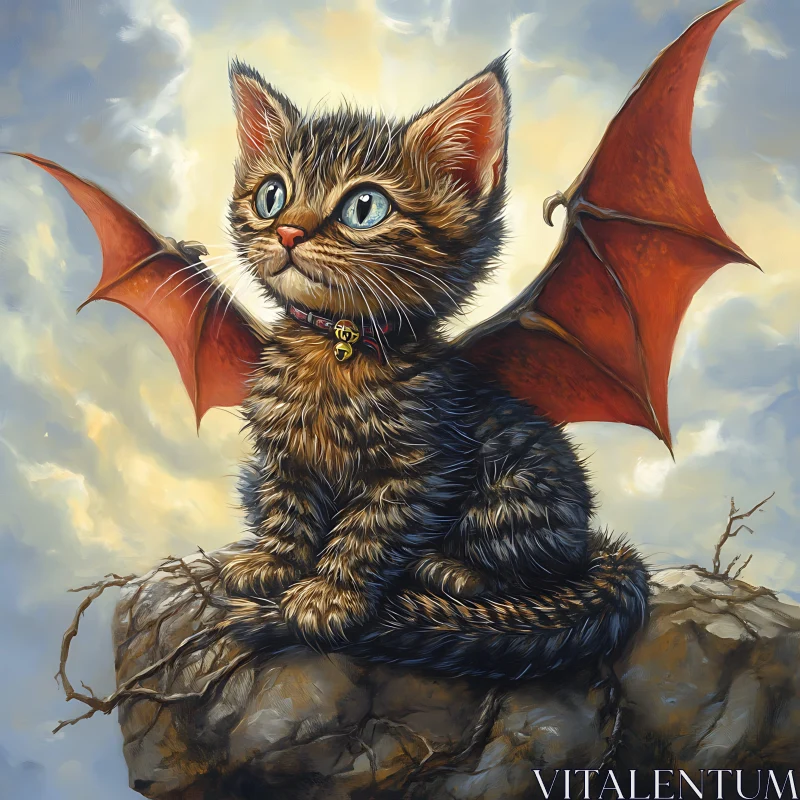 Fantasy Creature: Cat-Dragon Hybrid AI Image