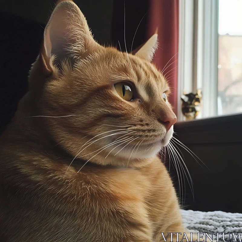 Orange Tabby Cat Gazing Out of the Window AI Image