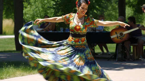 Captivating Dance Performance in a Colorful Dress