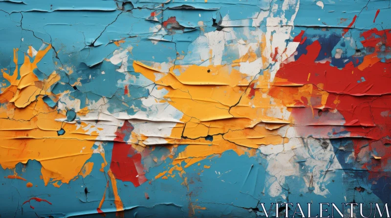 AI ART Cracked Painted Wall Close-Up