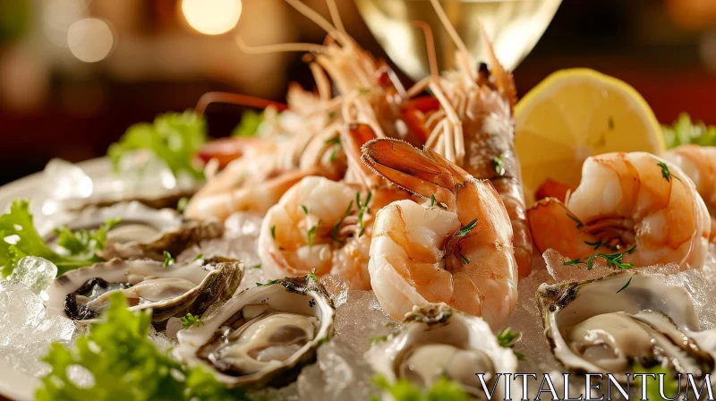 Exquisite Seafood Delights: Oysters, Shrimps, and More AI Image