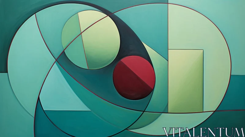 AI ART Geometric Shapes Abstract Composition in Muted Colors