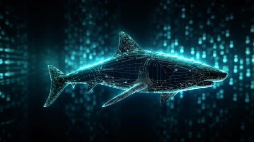 Shark 3D Illustration | Glowing Blue Lines Artwork