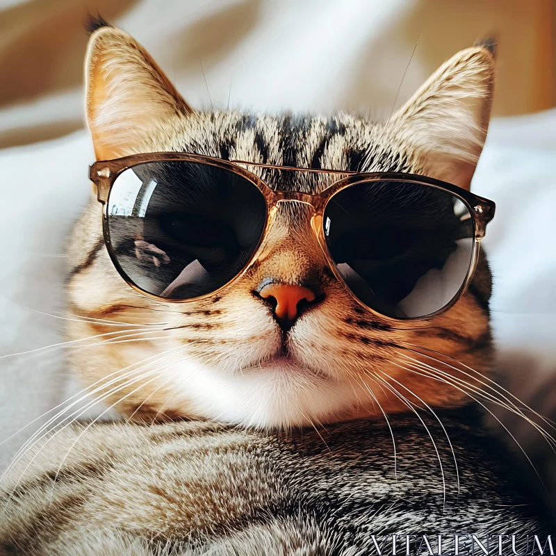 Cool Cat with Sunglasses - Feline Fashion AI Image