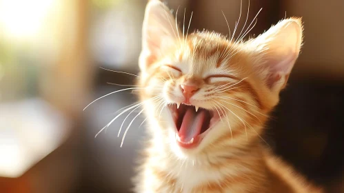 Cute Kitten Enjoying Sunlight