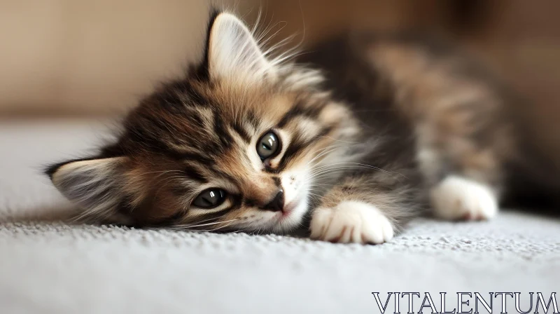 Cute Kitten Relaxing AI Image