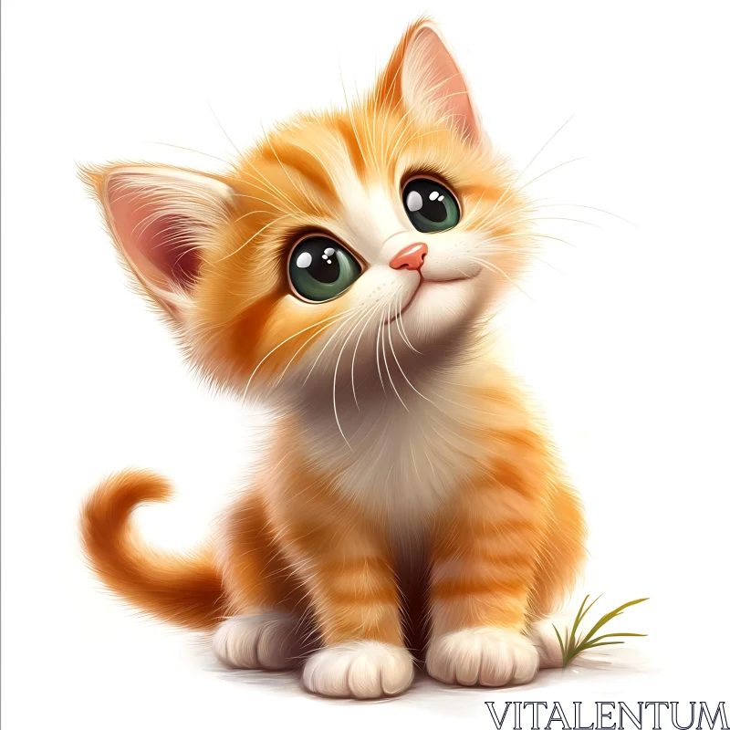 Cute Fluffy Kitten with Green Eyes AI Image