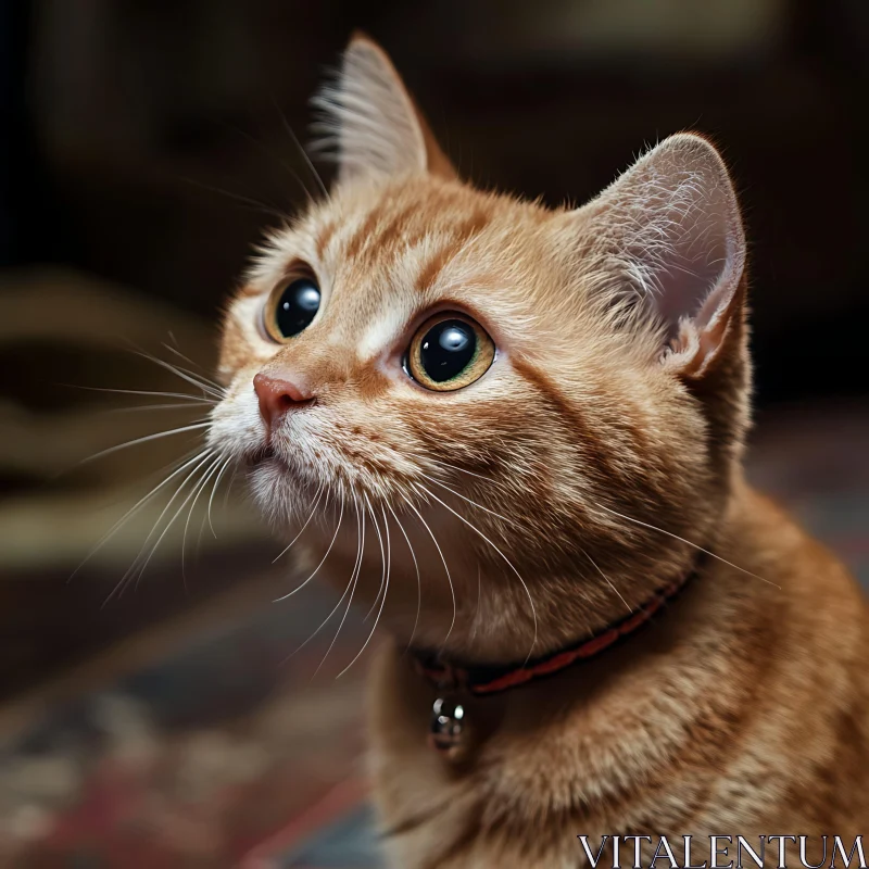 Curious Ginger Tabby Cat Close-Up AI Image