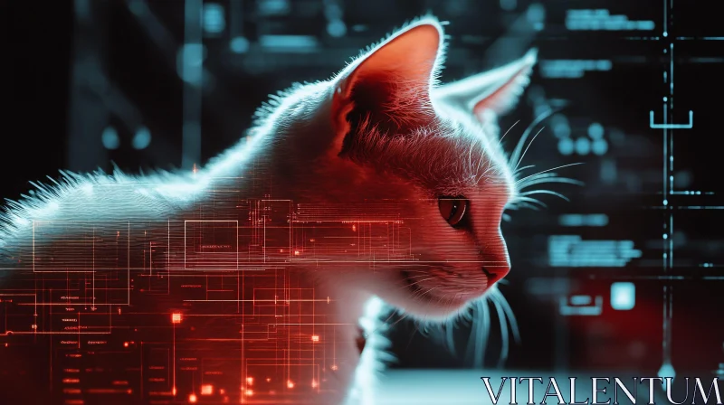 AI ART Cyber Cat in Neon Lights