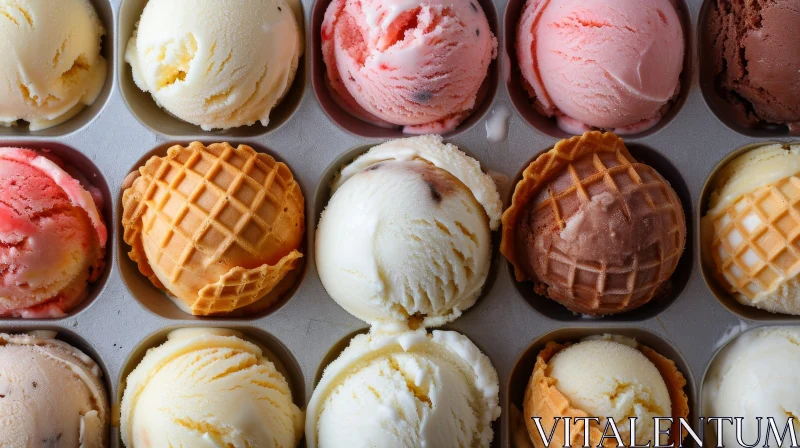 Delicious Ice Cream Assortment on a Metal Tray AI Image