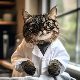 Cute Cat Dressed as a Scientist