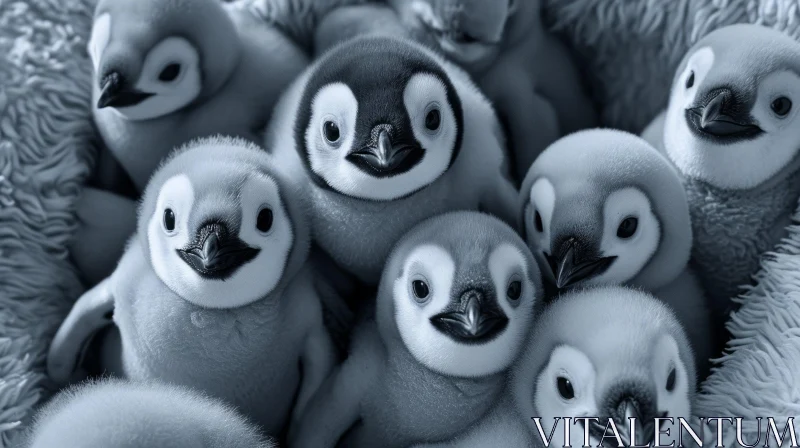 Heartwarming Image: Adelie Penguin Chicks Huddled Together for Warmth AI Image