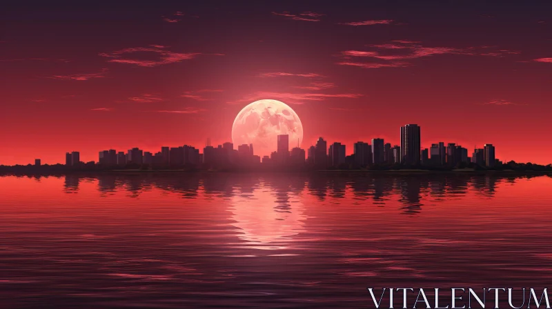 Moonlit Cityscape at Sunset | Romantic City Art AI Image