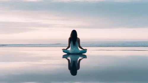 Tranquil Beach Meditation - Serene Girl Meditating on the Shore