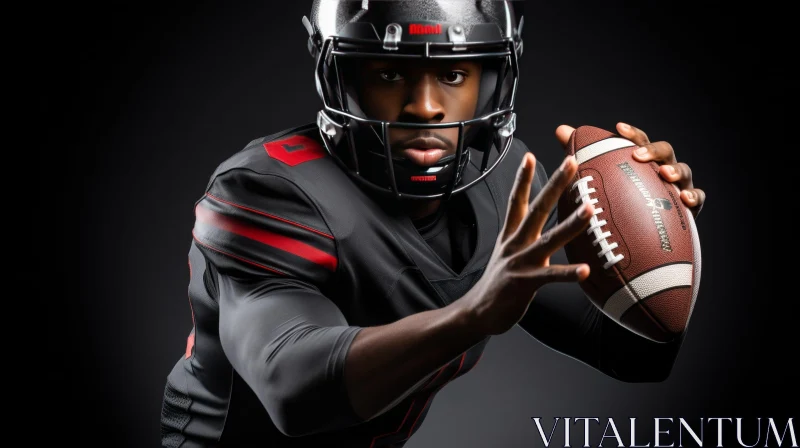 Young African-American Football Player Portrait AI Image