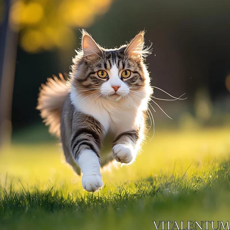 Joyful Cat in Sunlight AI Image