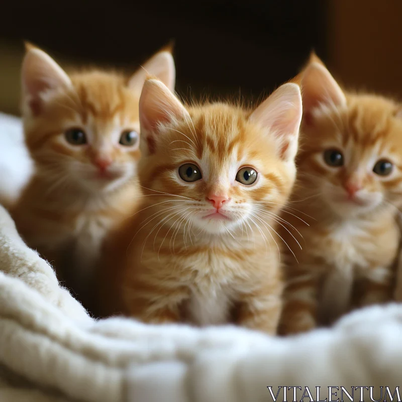 Adorable Ginger Kittens Snuggled Together AI Image