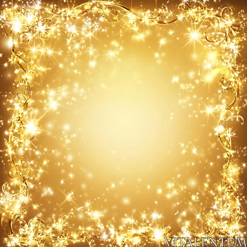 Luxurious Glittering Golden Frame AI Image