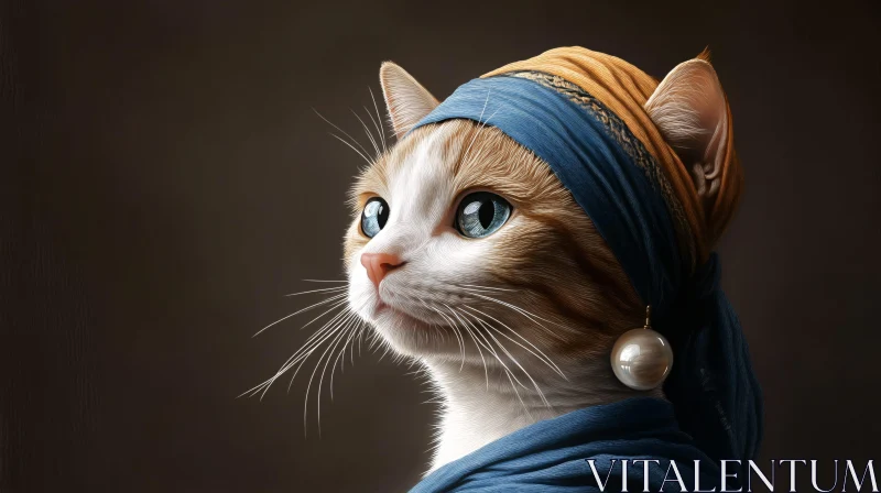 Feline with Turban and Earring AI Image